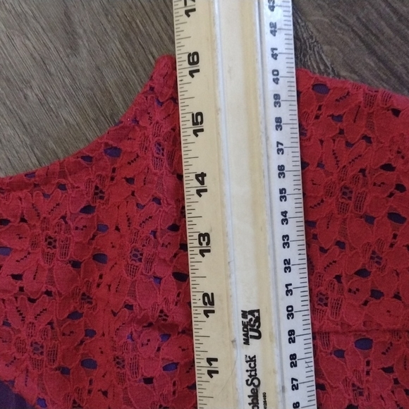 Charming Charlie size small red lace party dress purple lining! - Picture 6 of 8